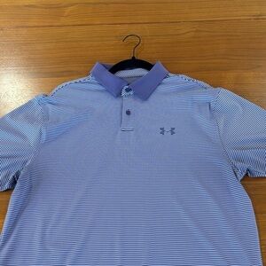 Under Armour Men's Blue Striped Polo Shirt